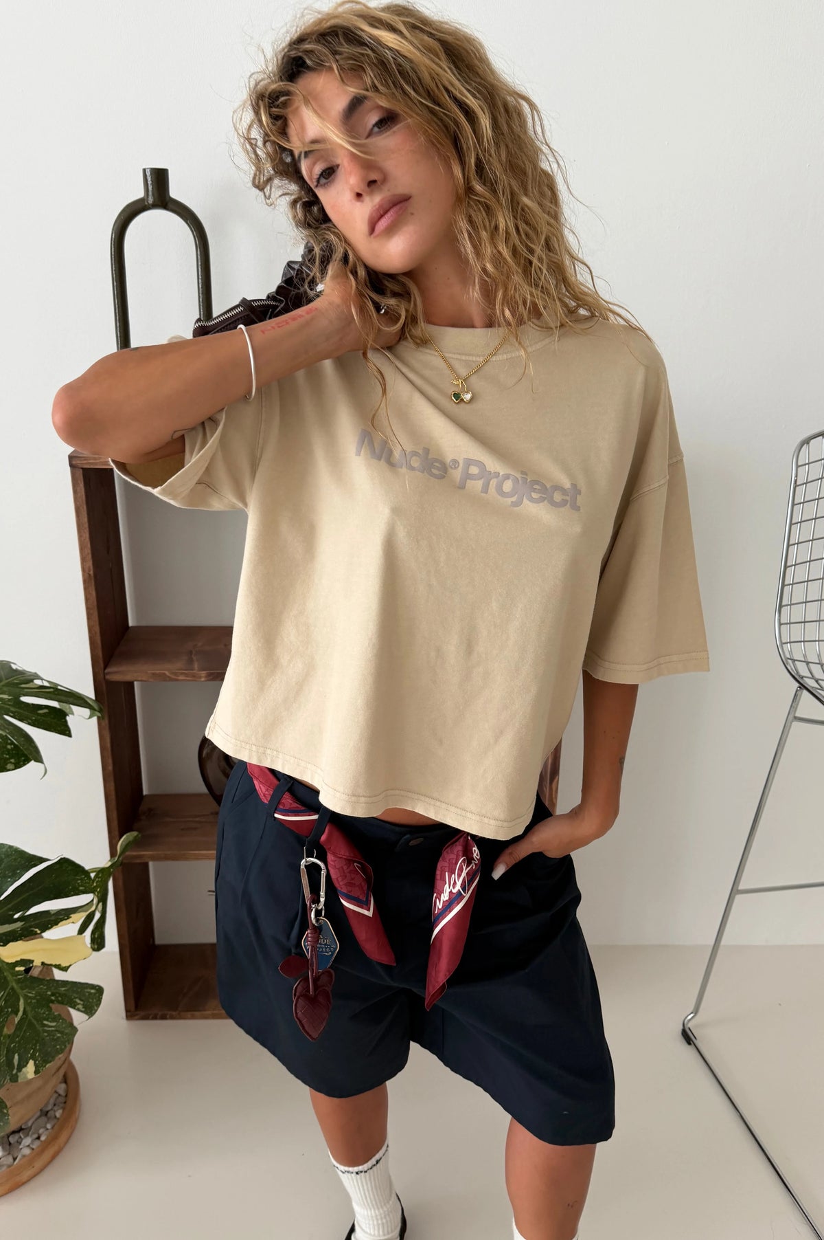 Box Logo Tee Beige