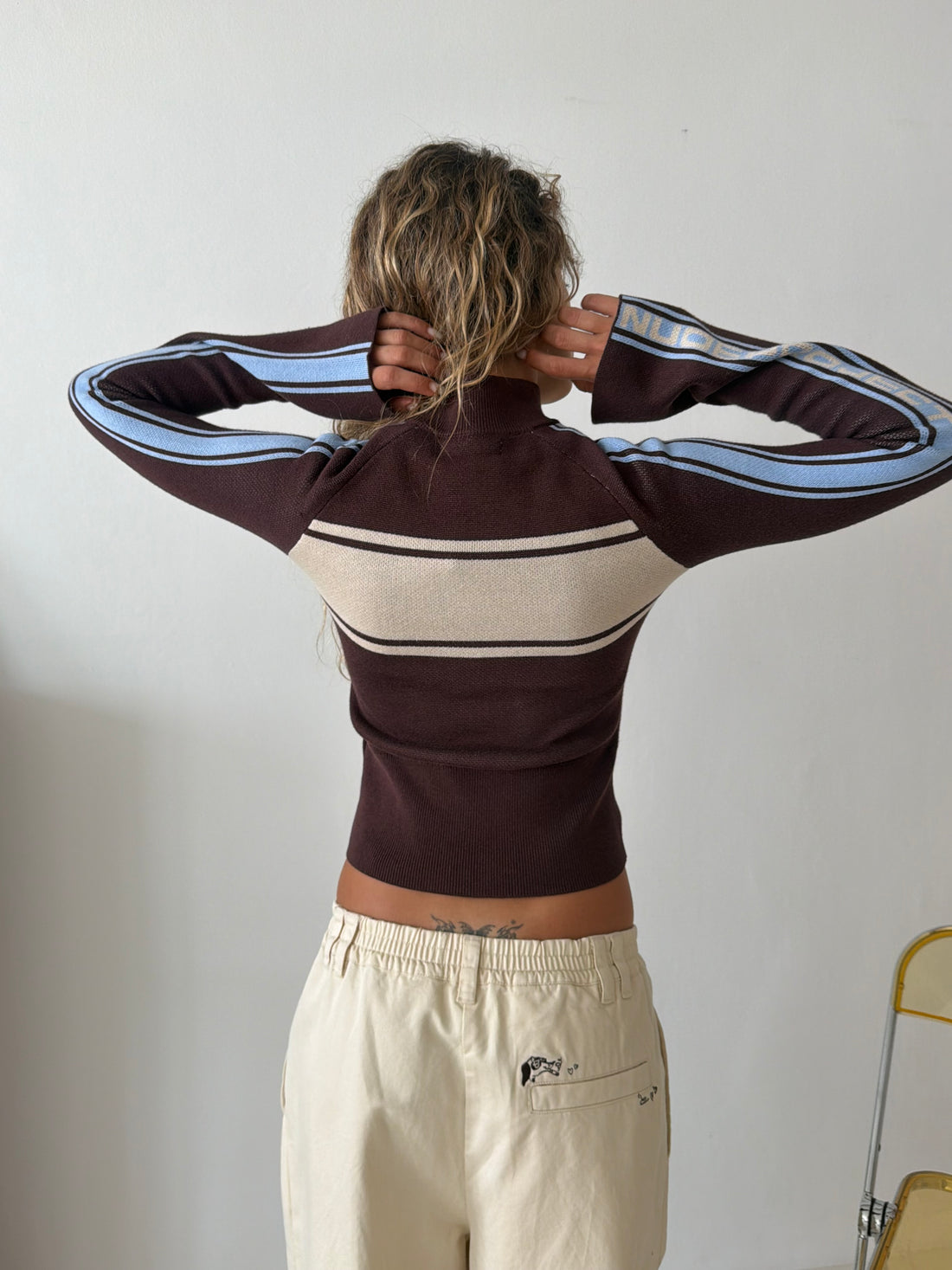 Katana Zip-Up Knit Cardigan Brown