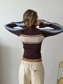Katana Zip-Up Knit Cardigan Brown