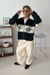 Voyage Knit Zip-Up Cardigan Green