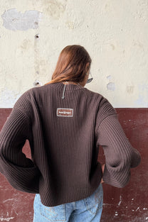Wavy Knit Sweater Brown