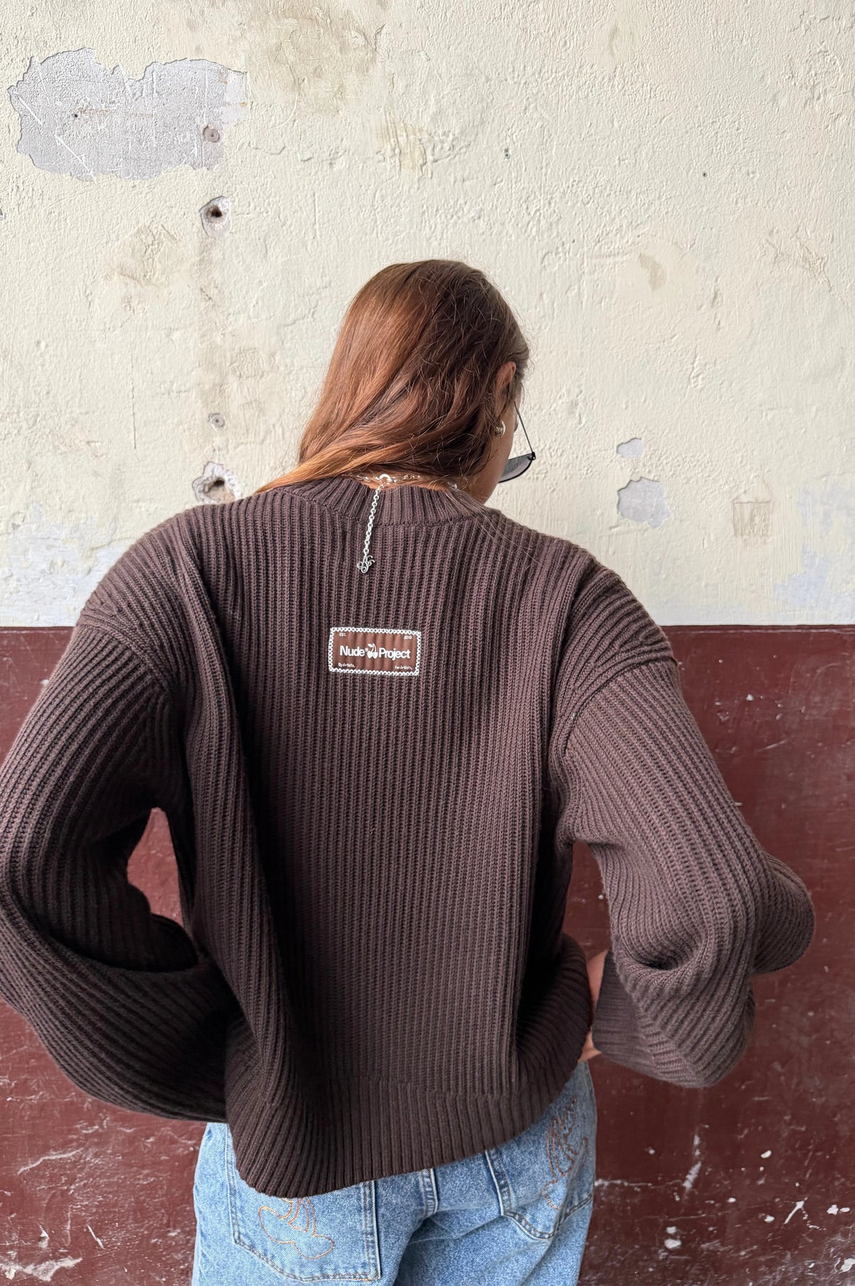 Wavy Knit Sweater Brown