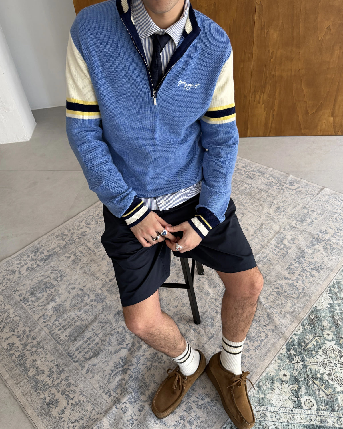 Senna Knit Quarter-Zip Blue