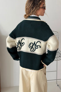 Voyage Knit Zip-Up Cardigan Green