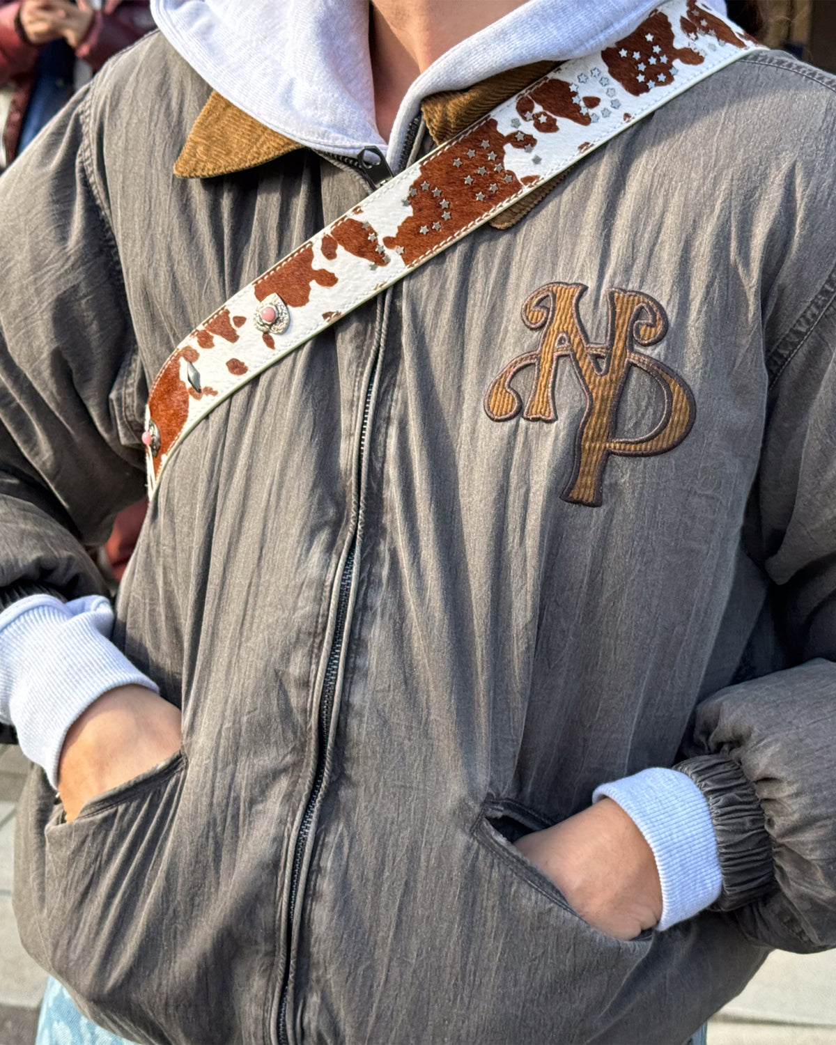 "Not Working" Bomber Jacket Dark Grey