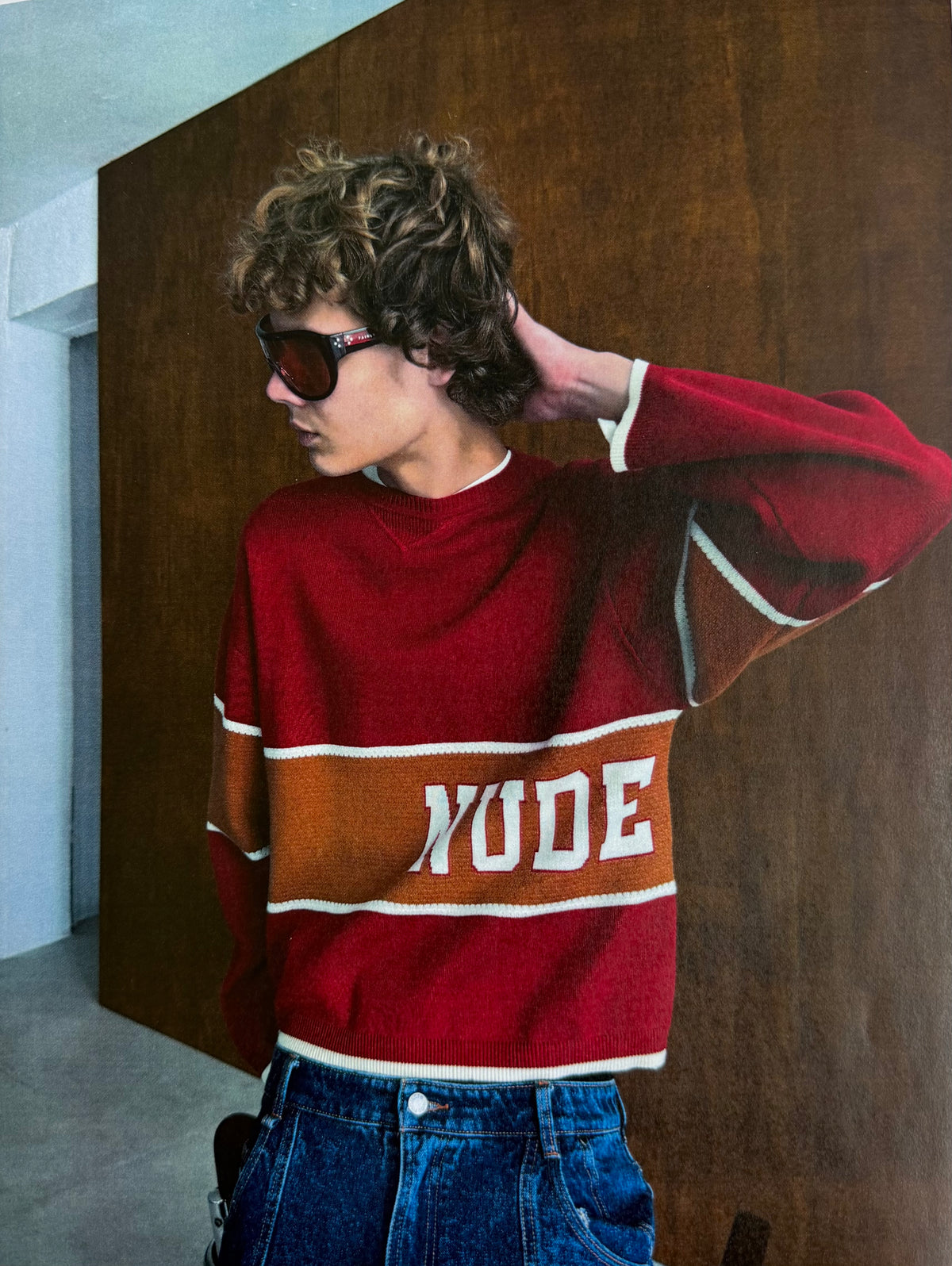 Big-Striped Knit Sweater Red