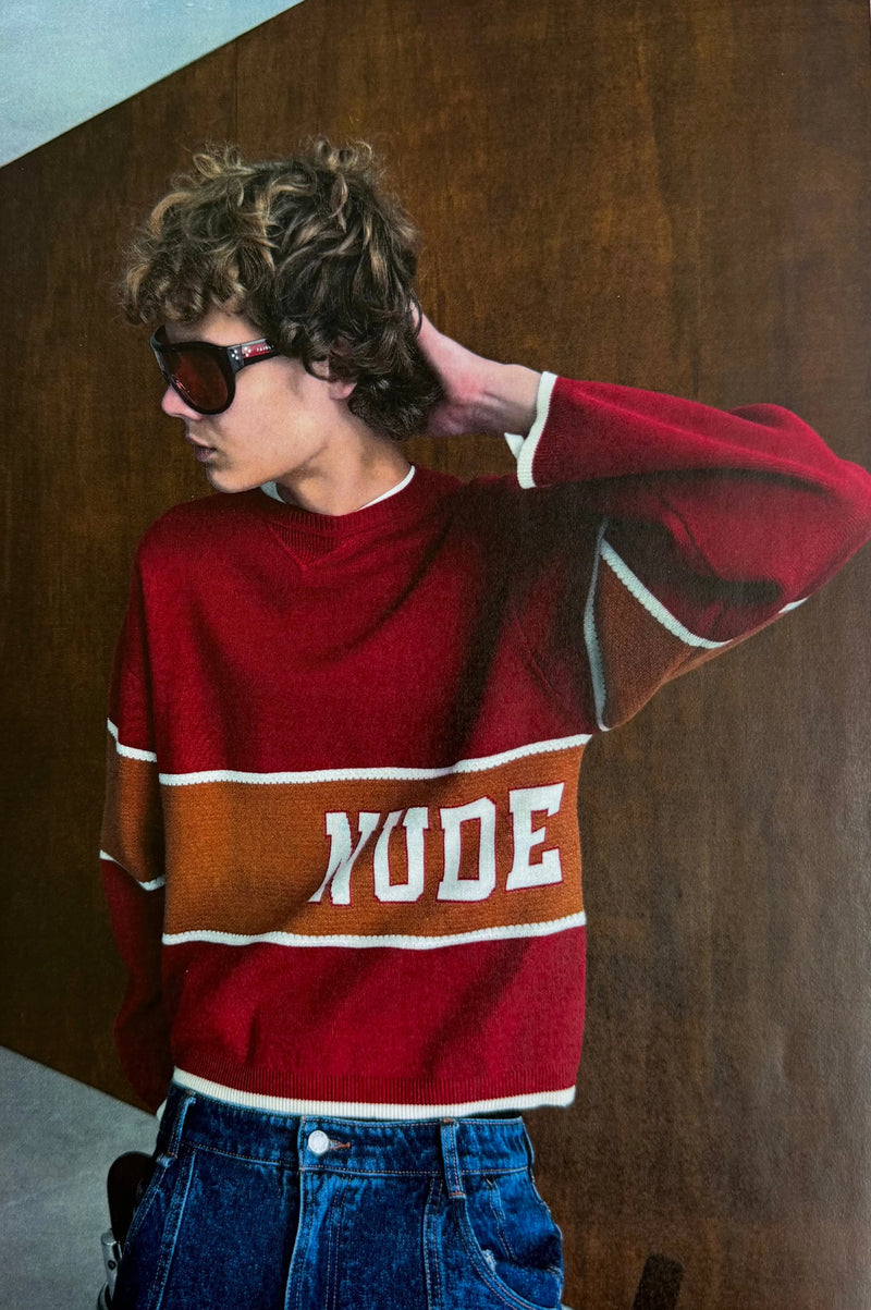 Big-Striped Knit Sweater Red