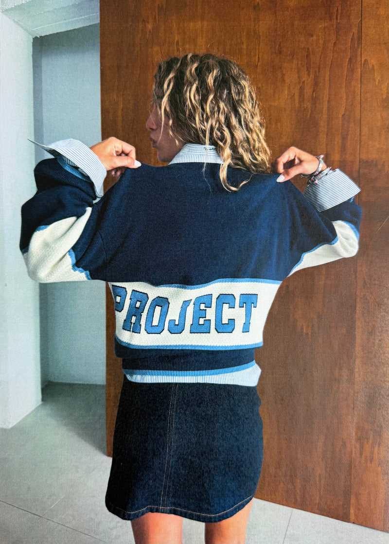 Big-Striped Knit Sweater Navy