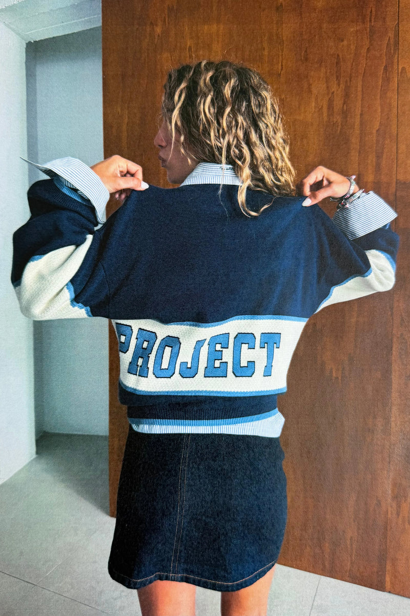 Big-Striped Knit Sweater Navy