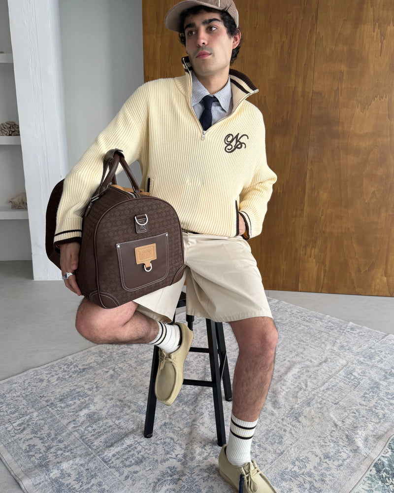 Ying-Yang Quarter-Zip Knit Off-white