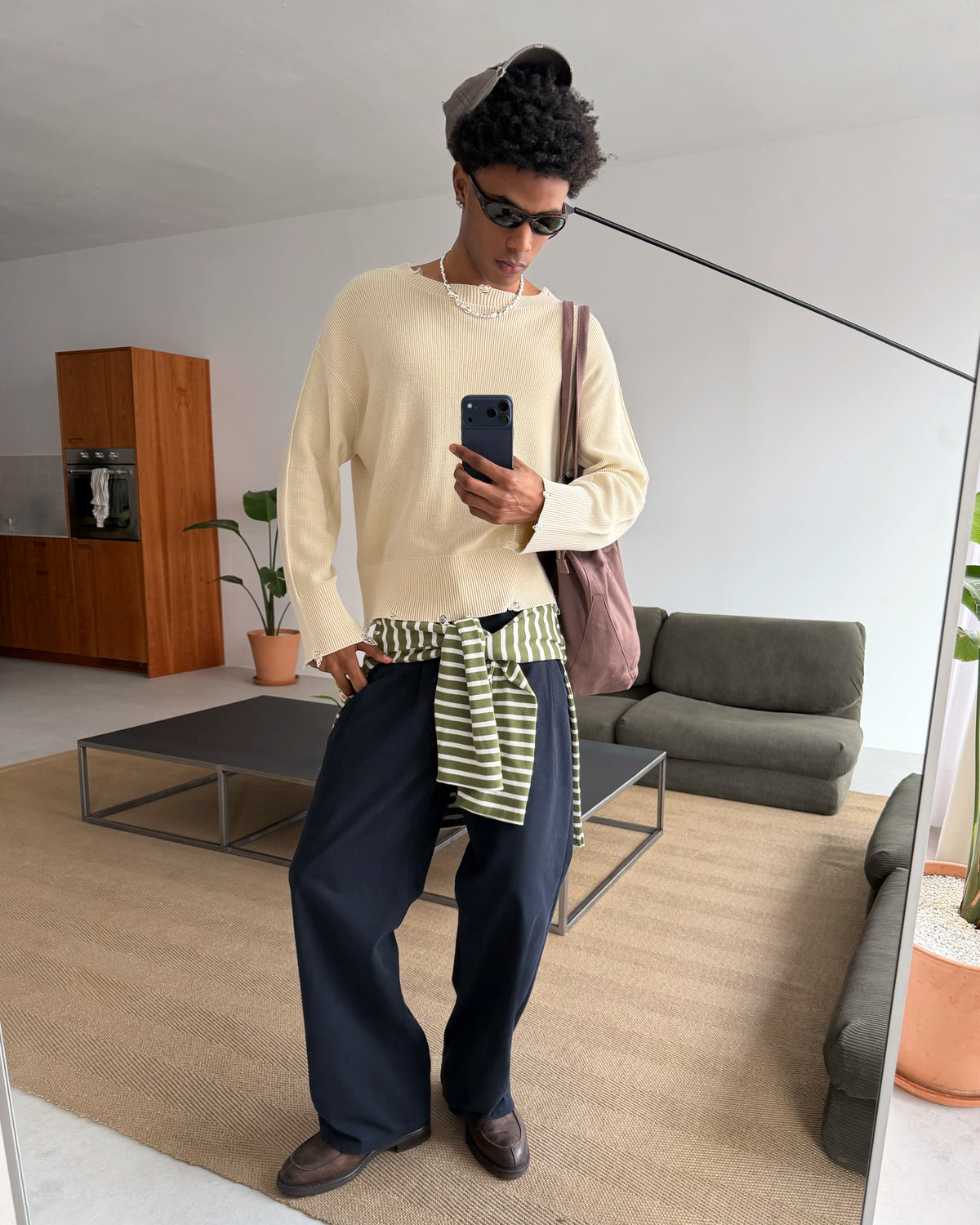 Perfect Cropped Knit Sweater Beige