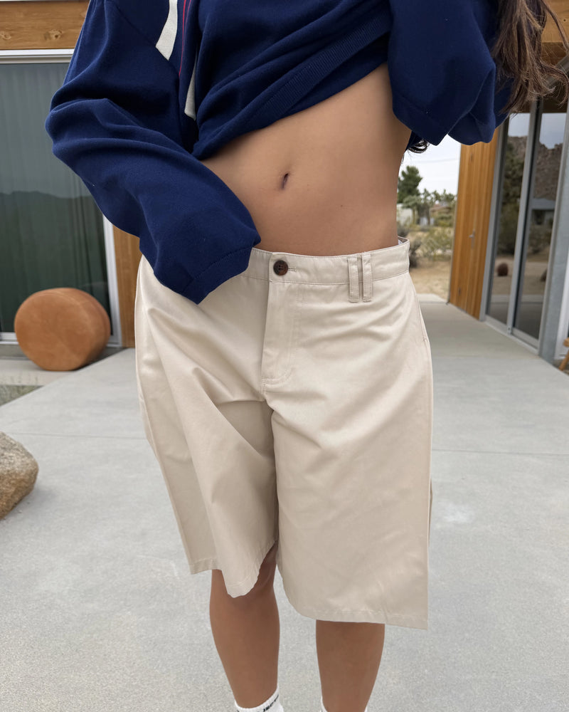 Pleated Chino Shorts Ivory