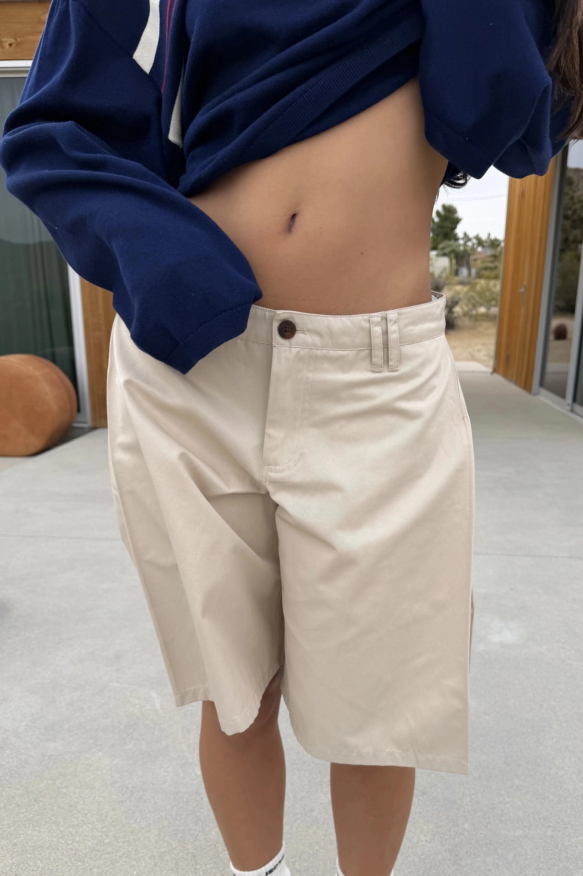 Pleated Chino Shorts Ivory
