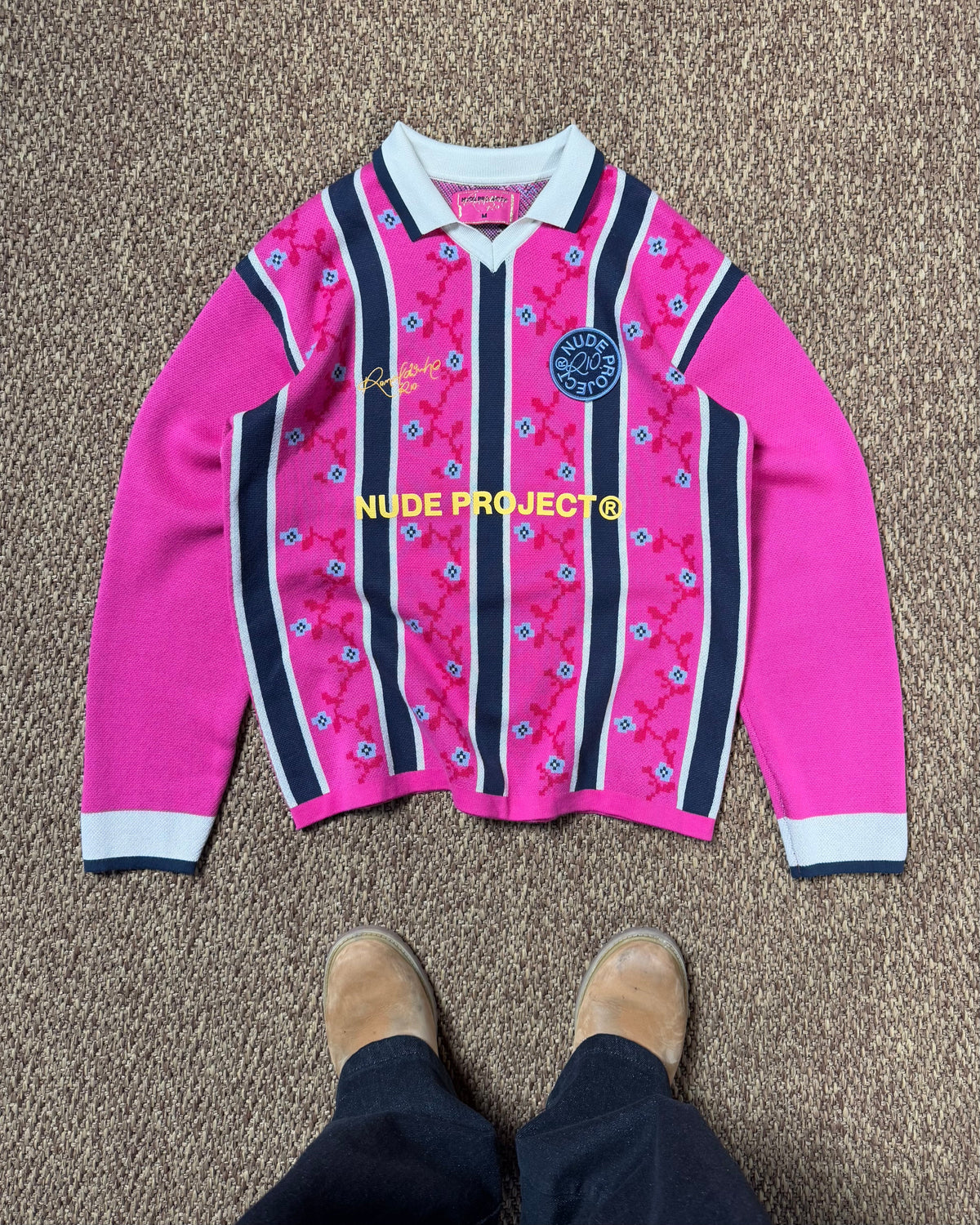 Rosel Football Polo Knit Pink