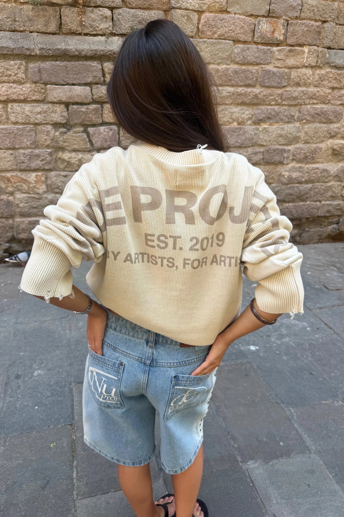 Perfect Cropped Knit Sweater Beige