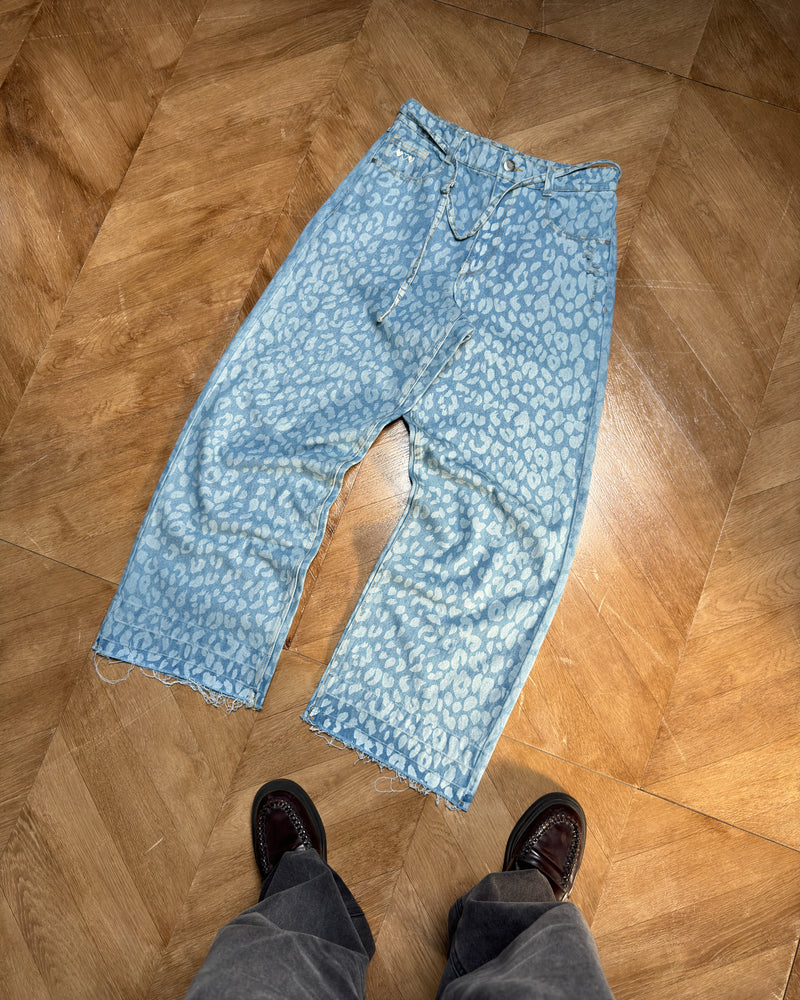 OLD BAGGY DENIM PANTS ANIMAL PRINT