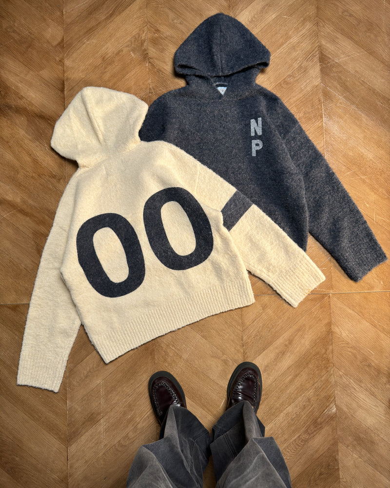 NUMBERS SWEATER HOOD MARSHMALLOW