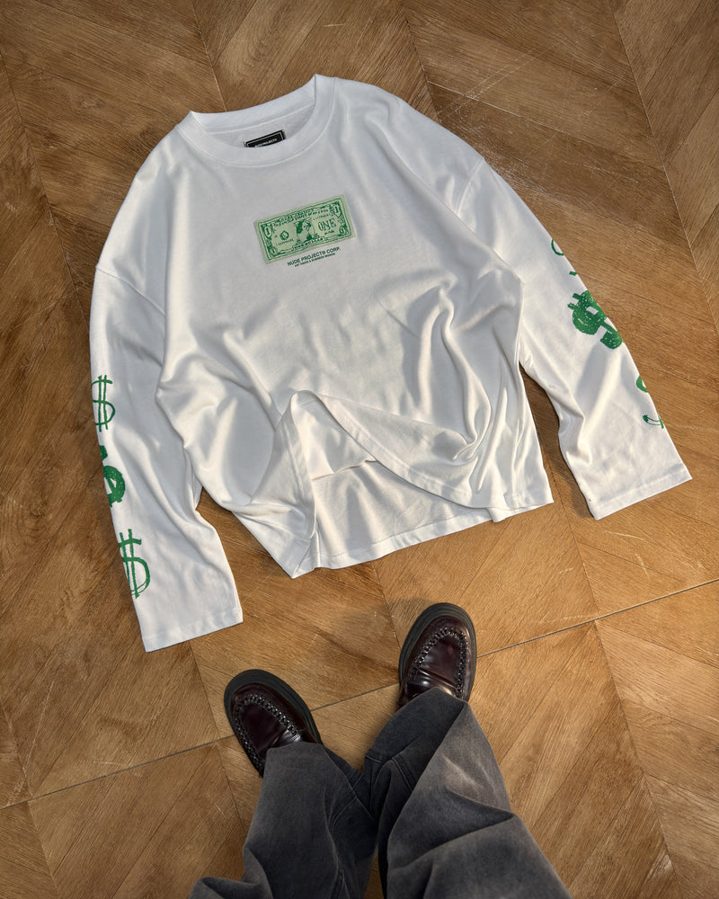 DOLLA LONG-SLEEVE TEE WHITE