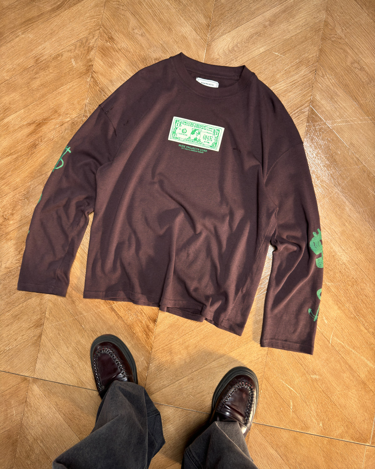 Dolla Long-Sleeve Tee Brown