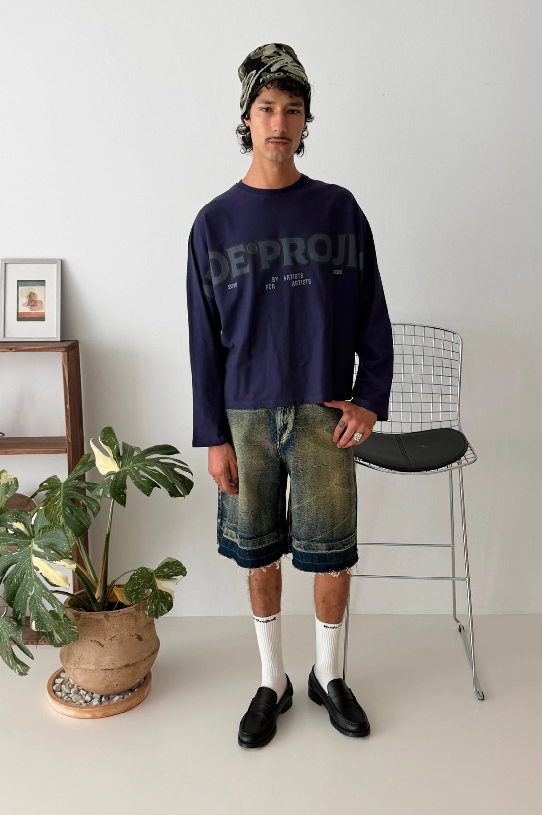 Macro Long-Sleeve T-Shirt Navy