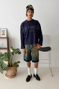 Macro Long-Sleeve T-Shirt Navy