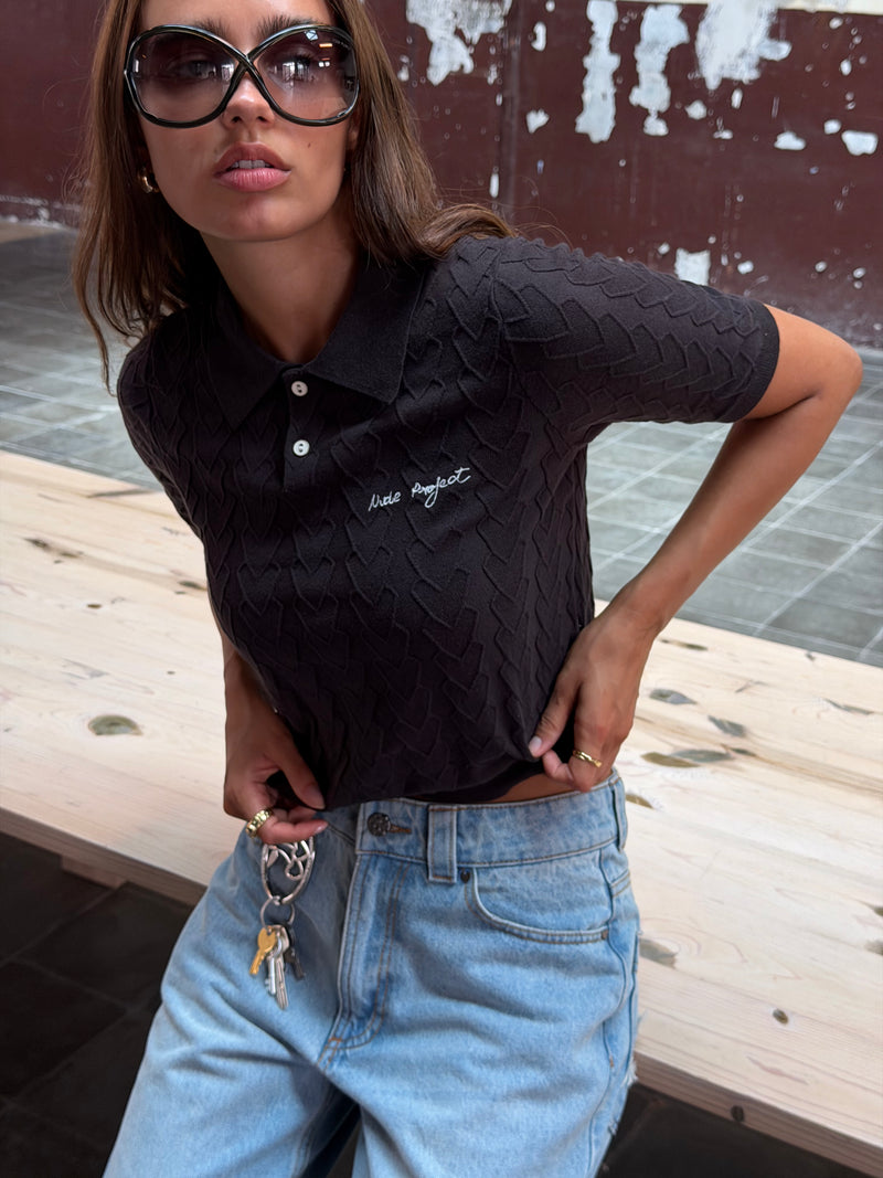 Cora Knit Polo Brown