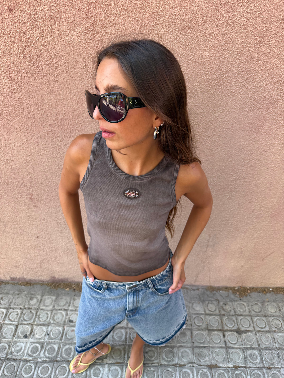 Regina Tank Top Washed Brown
