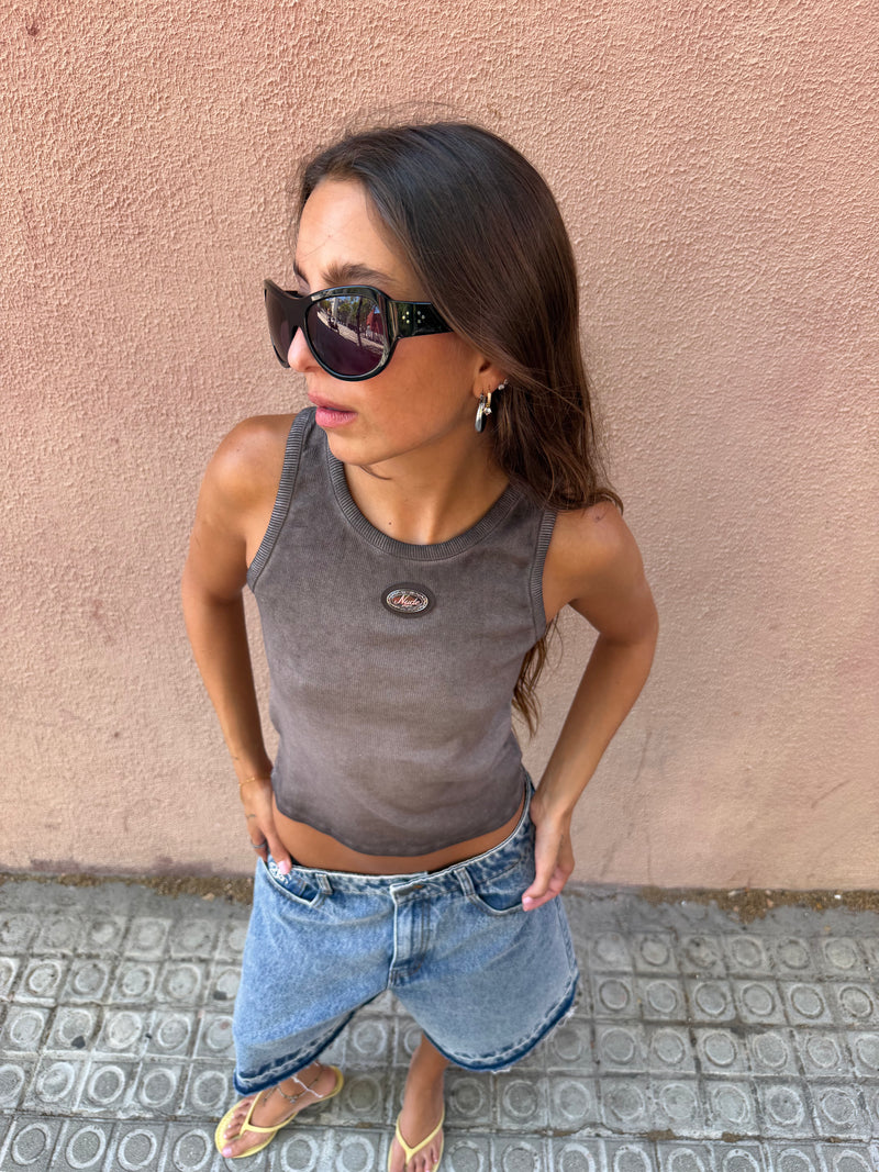 Regina Tank Top Washed Brown