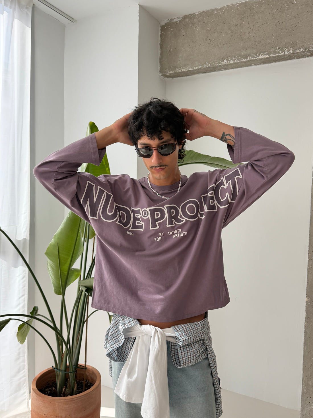 Macro Long-Sleeve T-Shirt Navy