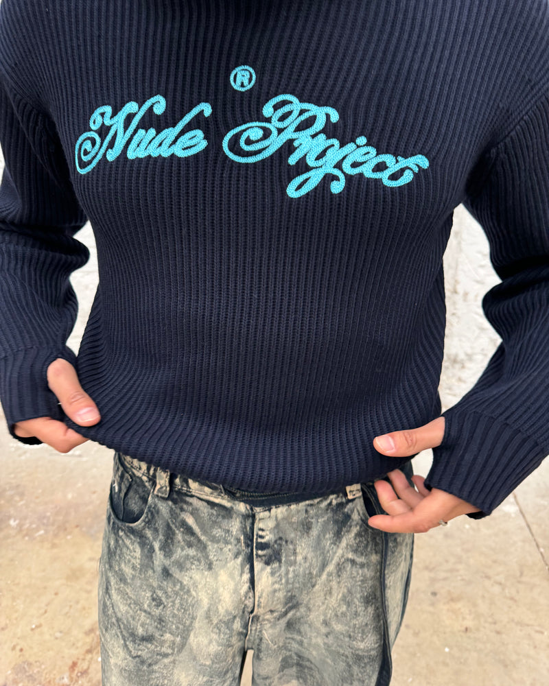 SCRIPT SWEATER NAVY