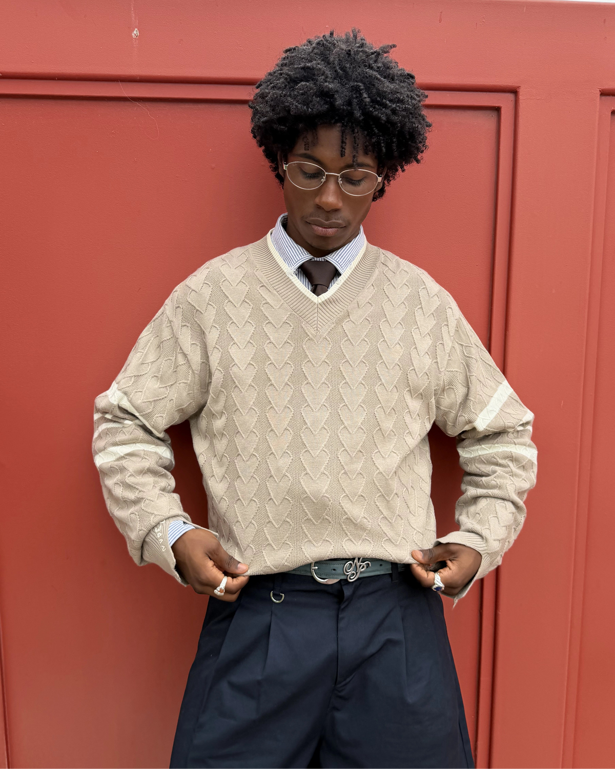 Tennis Club Knit Sweater Brown