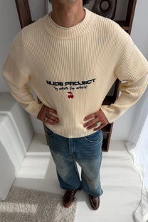 Wavy Knit Sweater Ivory