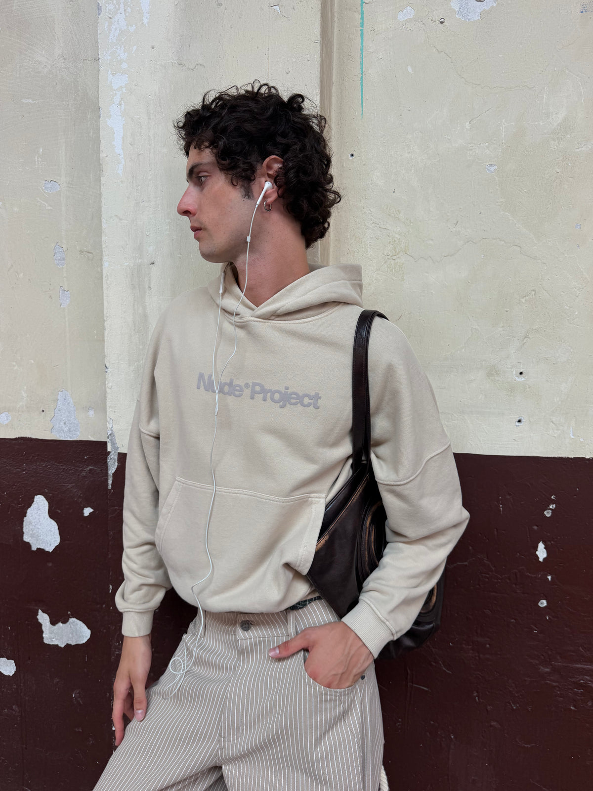 Box Logo Hoodie Beige