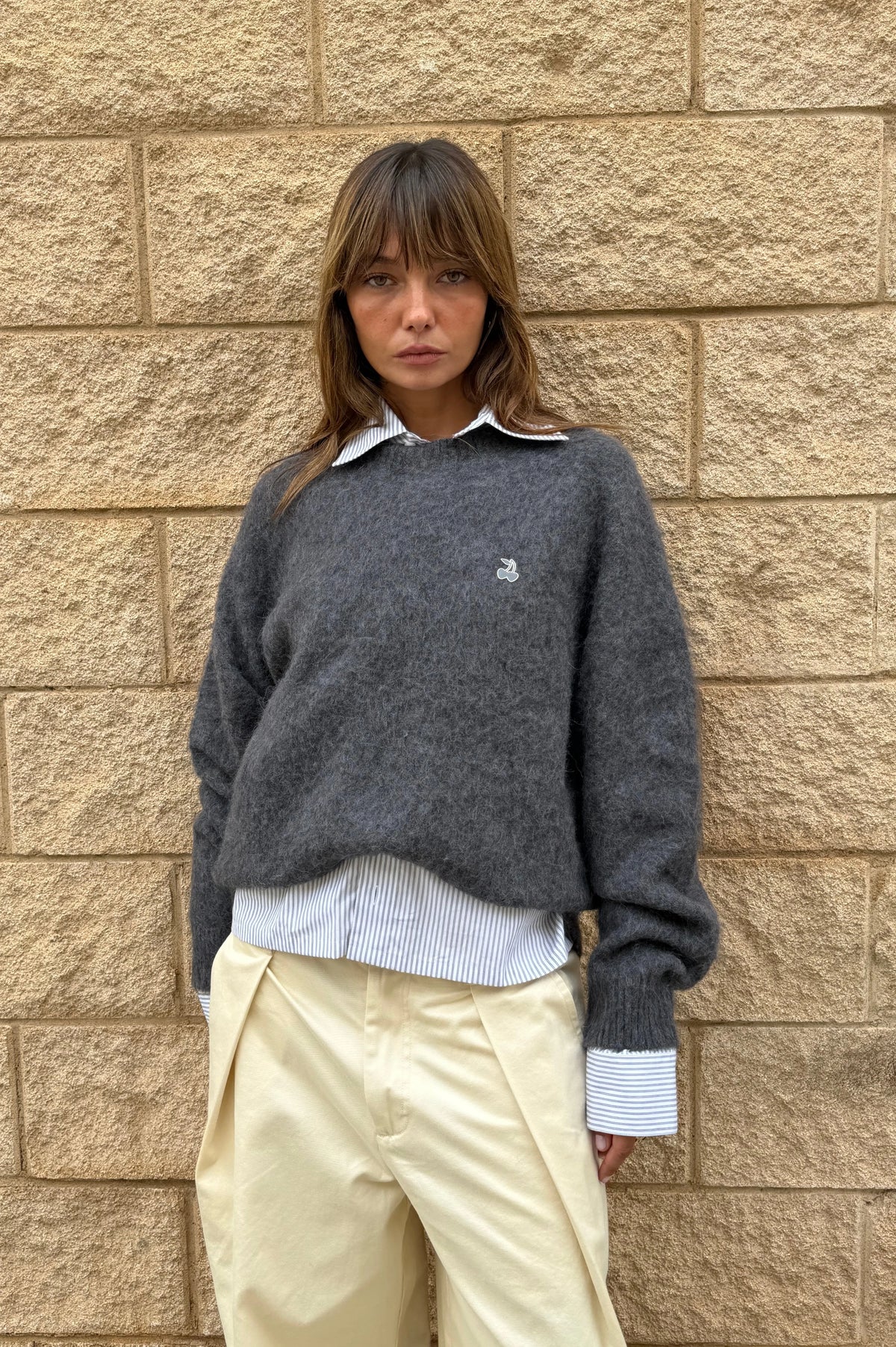 Alpaca Knit Sweater Grey