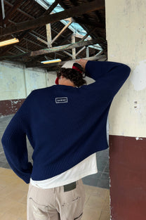 Wavy Knit Sweater Navy