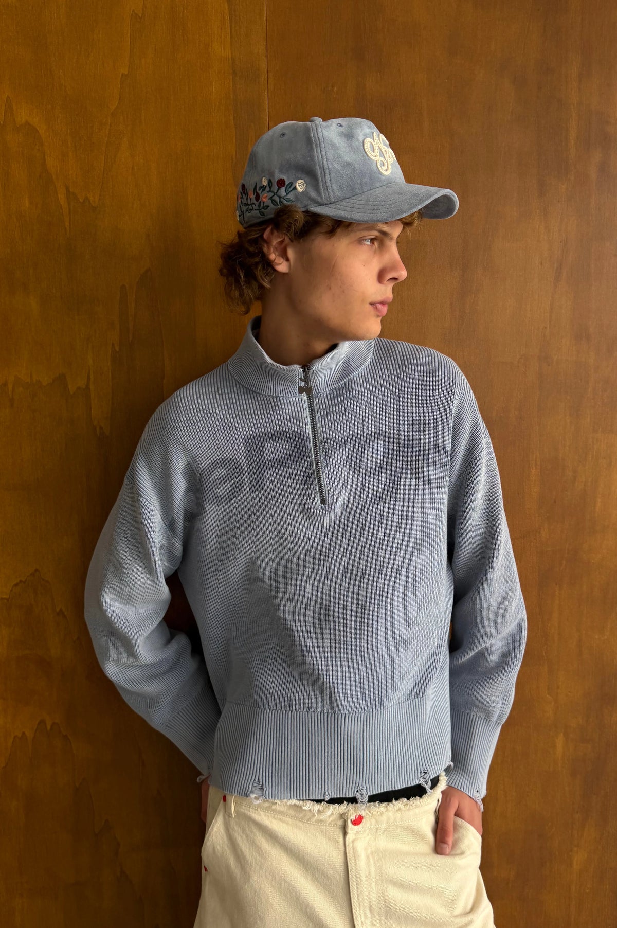 Beast Quarter-Zip Knit Blue Grey