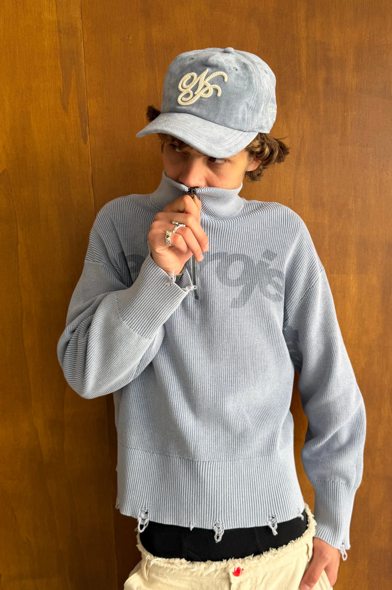 Beast Quarter-Zip Knit Blue Grey