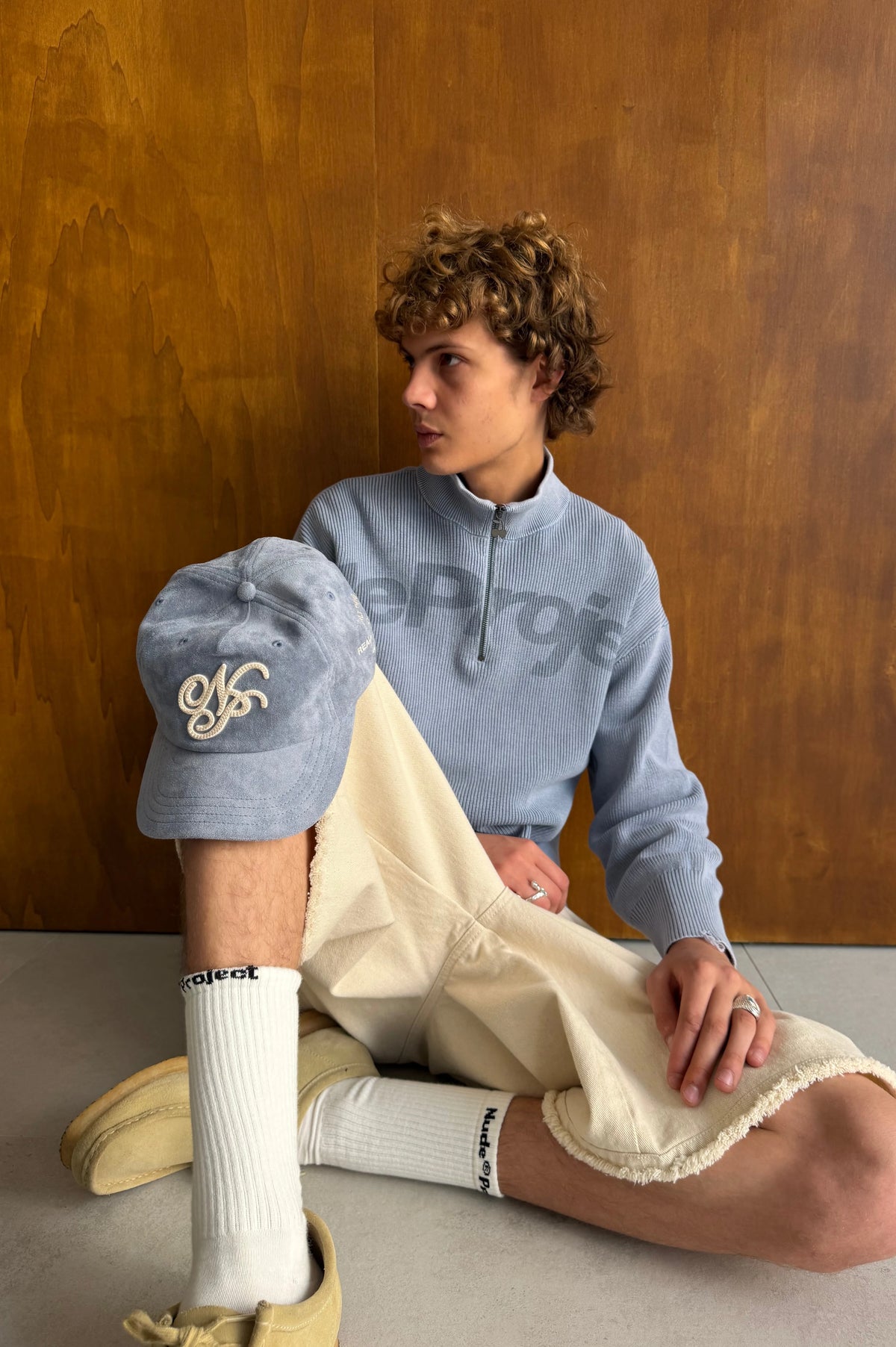 Beast Quarter-Zip Knit Blue Grey