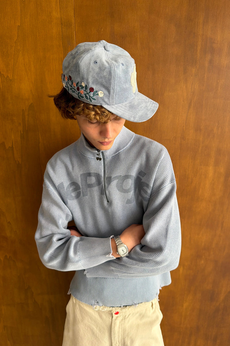 Beast Quarter-Zip Knit Blue Grey