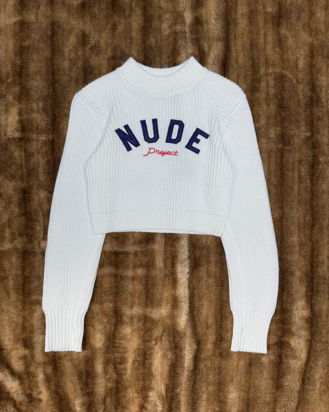 Wifey Knit Cropped Sweater White