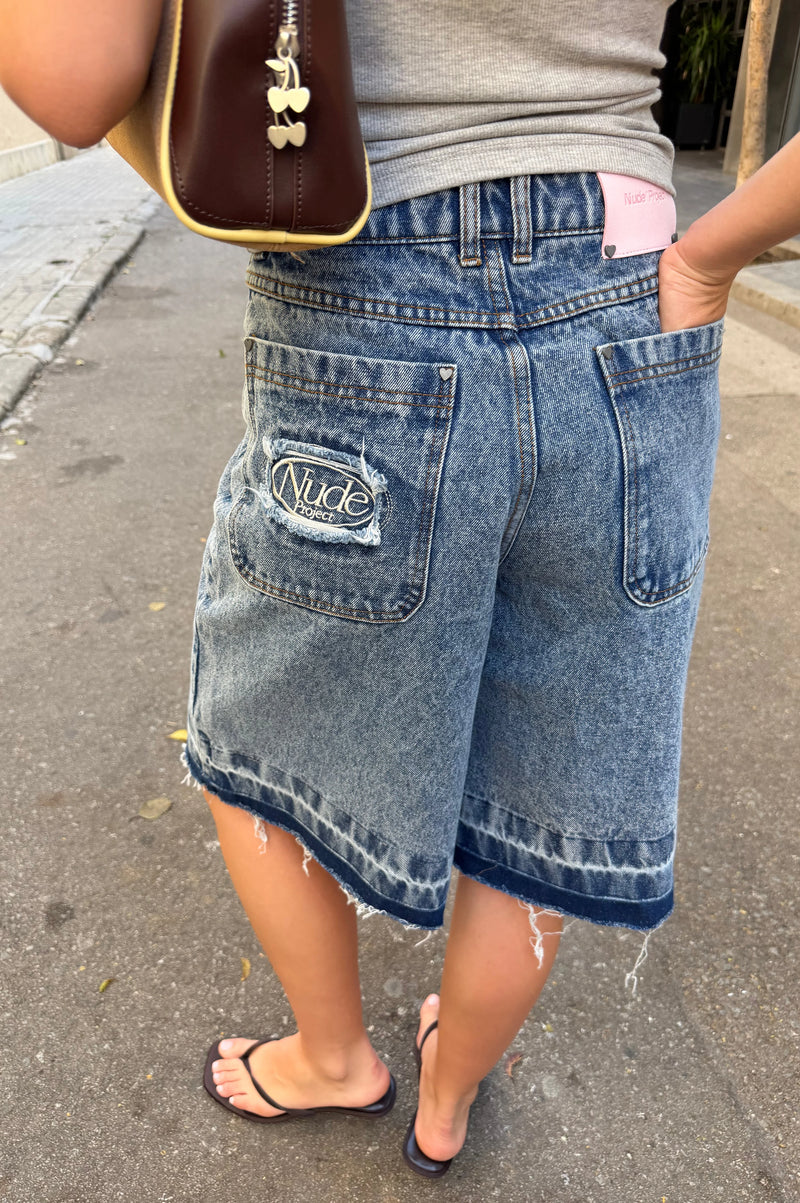 Old Baggy Denim Shorts Medium Blue