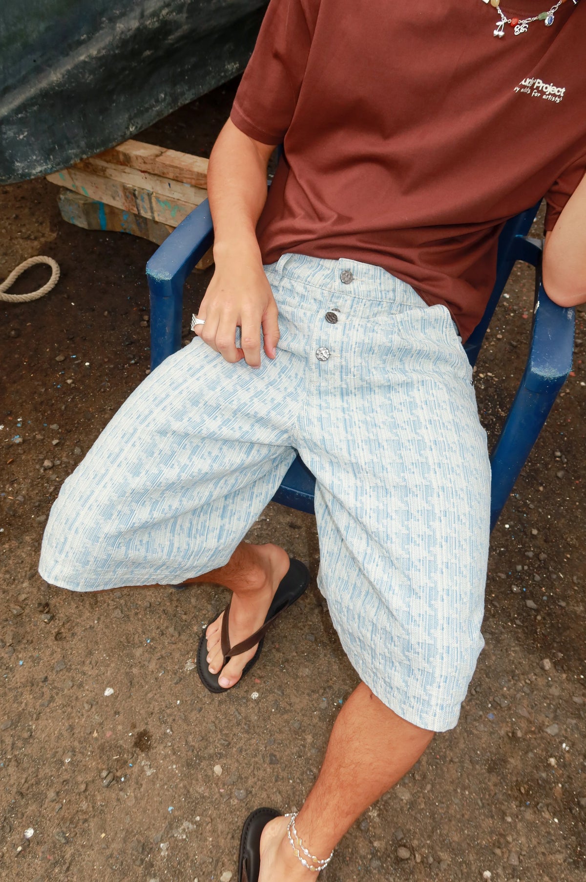 Jacquard Denim Jorts