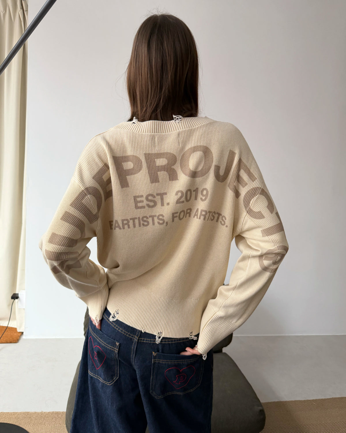 Perfect Cropped Knit Sweater Beige