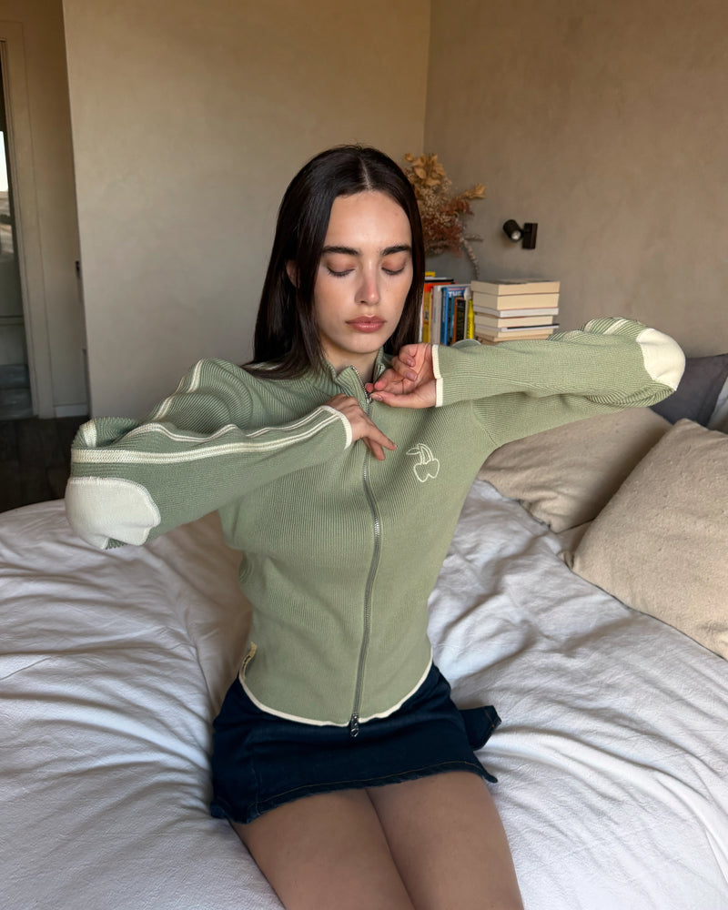 Cherries Full-Zip Knit Green