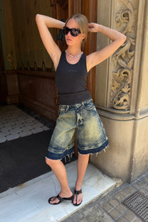Old Baggy Denim Shorts Dirty Wash