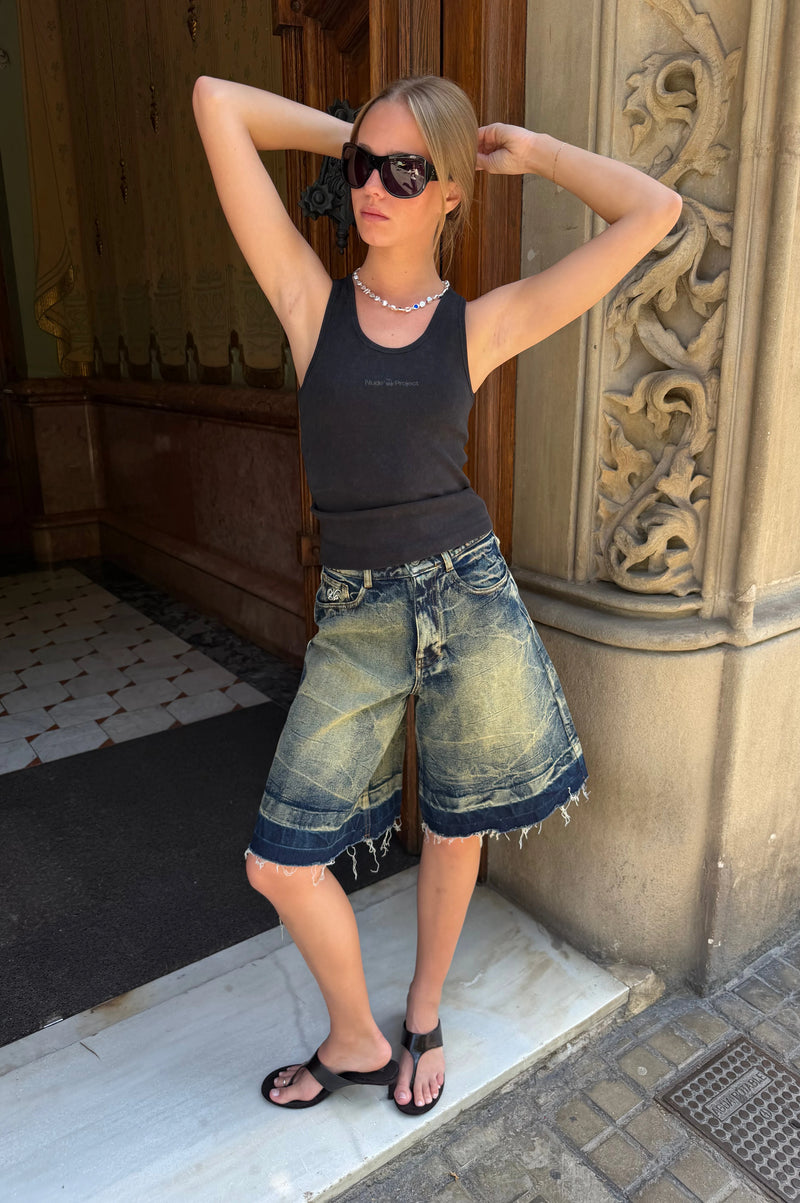 Old Baggy Denim Shorts Dirty Wash