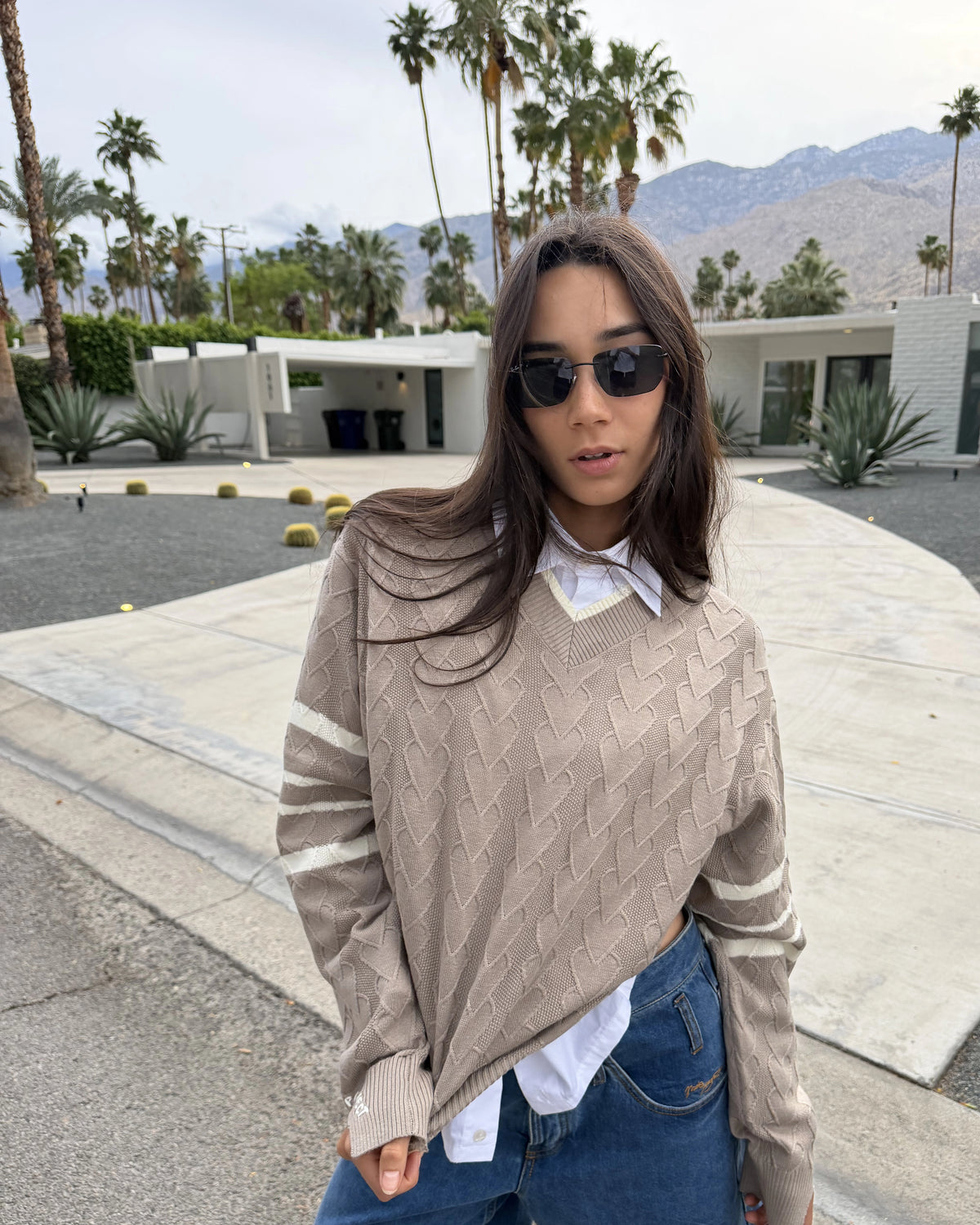 Tennis Club Knit Sweater Brown