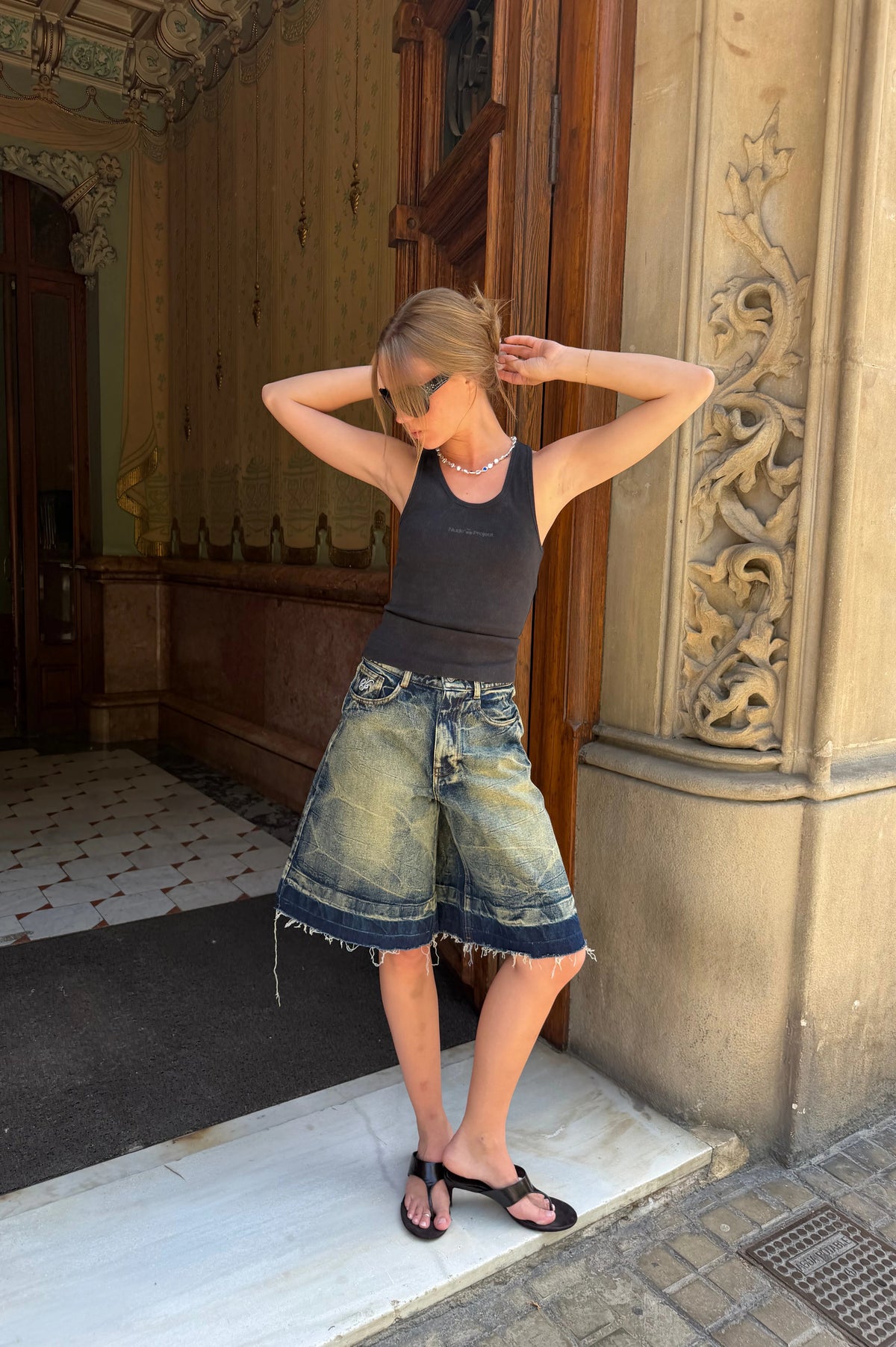 Old Baggy Denim Shorts Dirty Wash