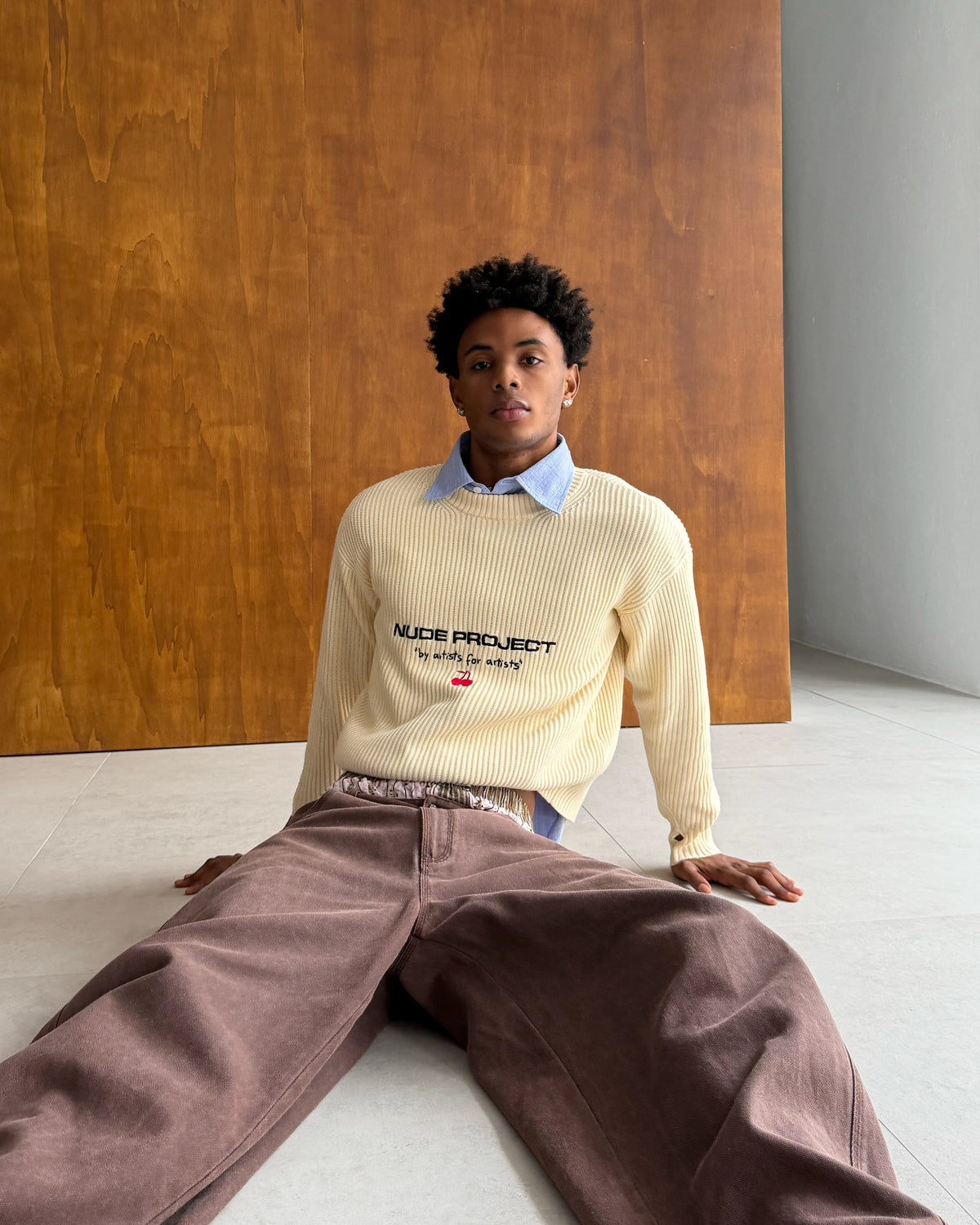 Wavy Knit Sweater Off-White