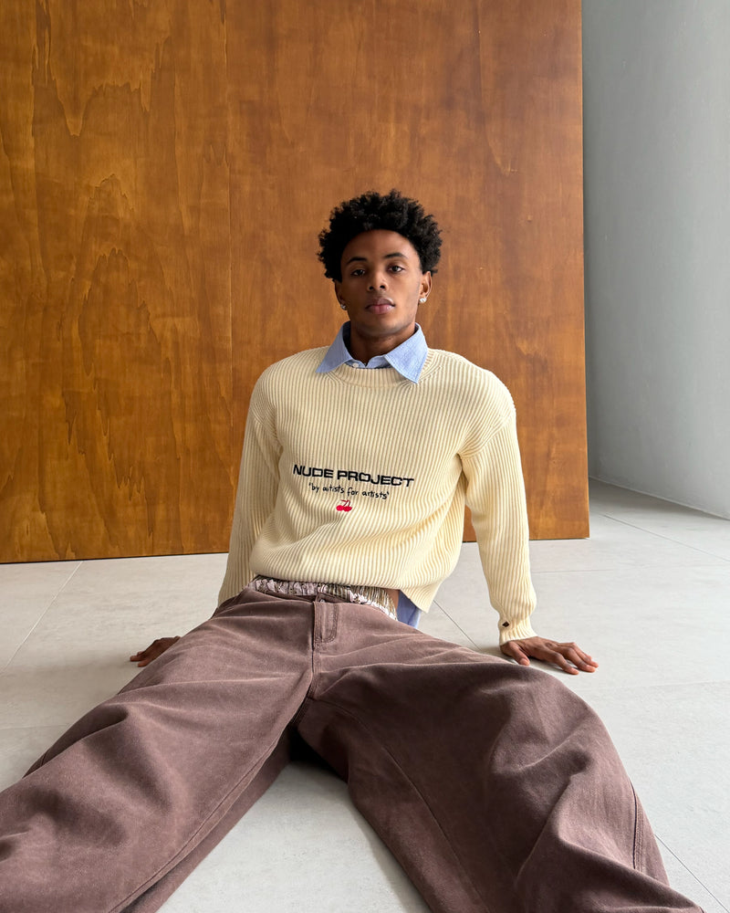 Wavy Knit Sweater Off-White